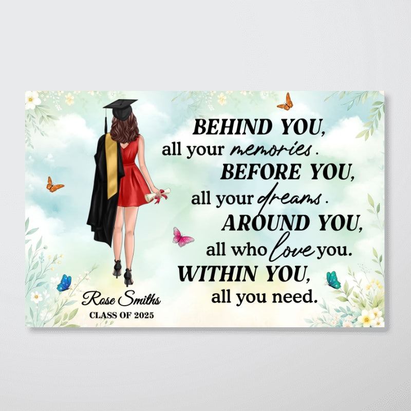 Graduation Senior Behind You All Your Memories Personalized Poster, Graduation Gift