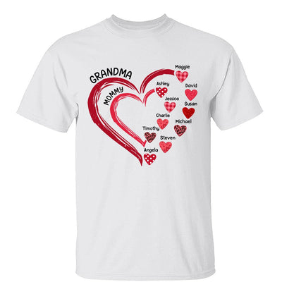 Grandma Mom Heart In Heart Patterned Personalized Shirt