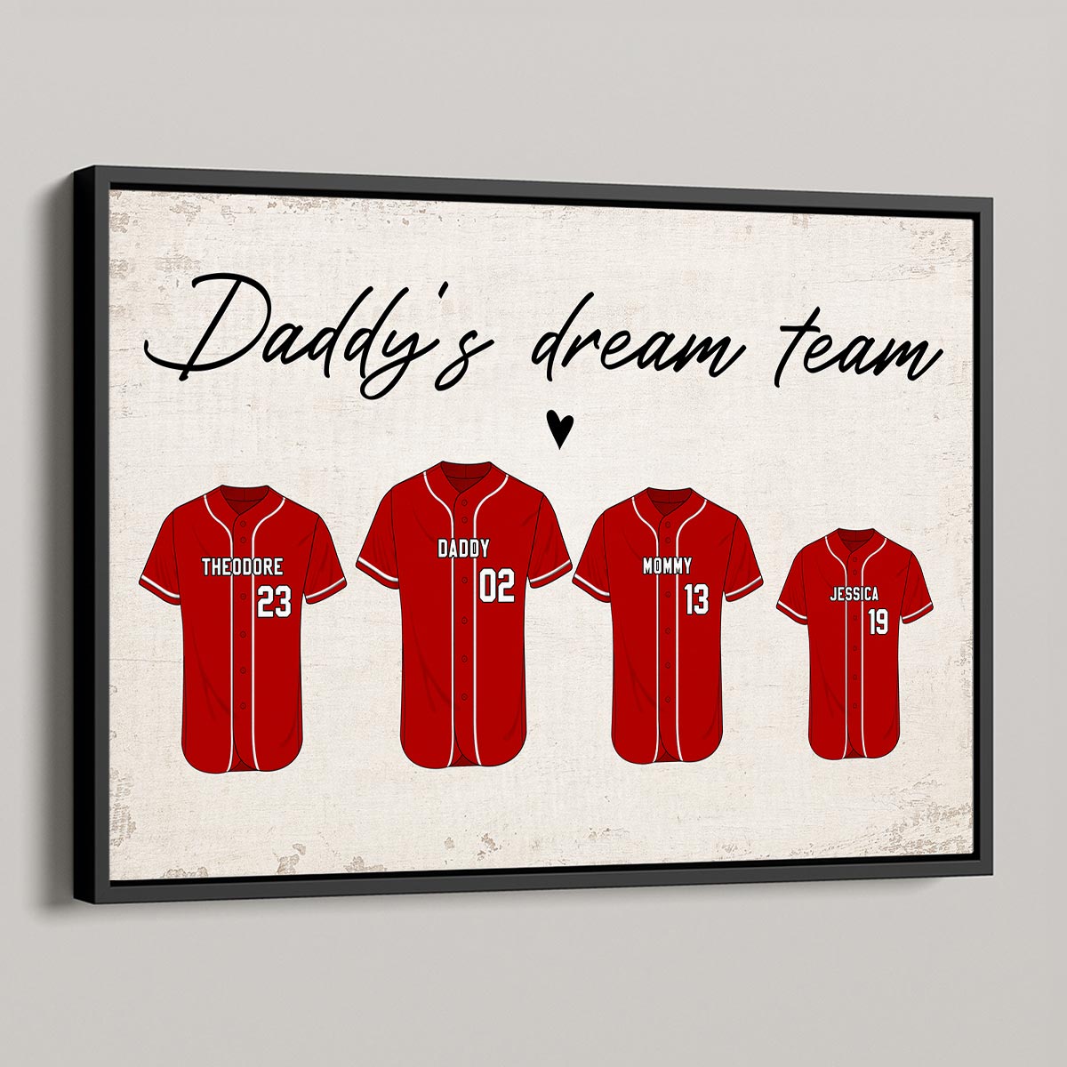 Baseball Shirt Daddy‘s Dream Team Personalized Poster, Father’s Day Gift For Dad, Grandpa