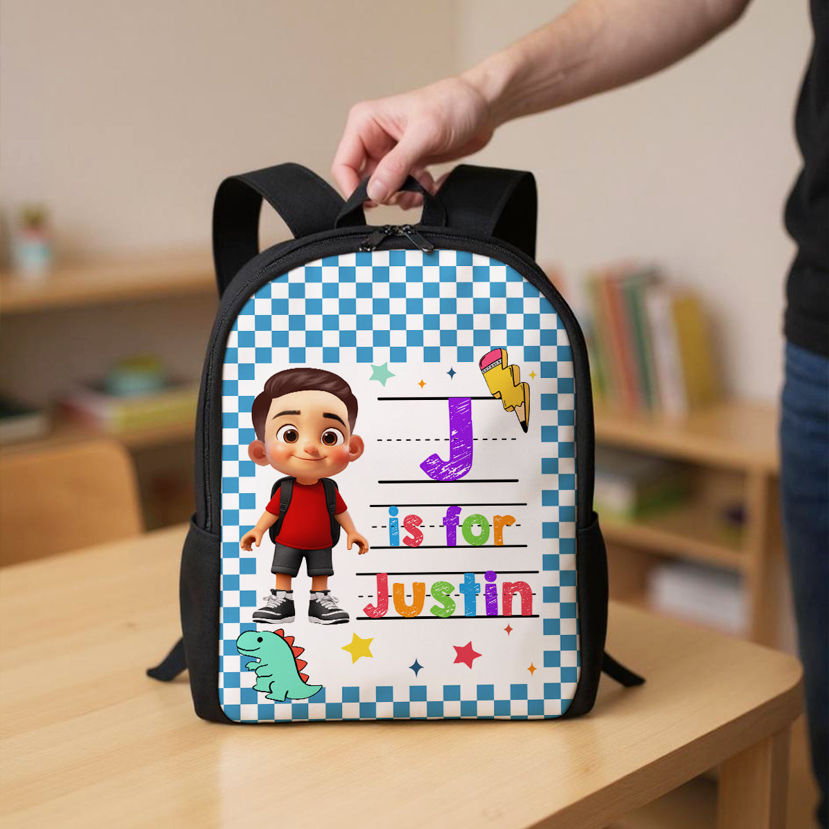 Back To School Gift For Kid, Custom Name Retro Personalized Backpack
