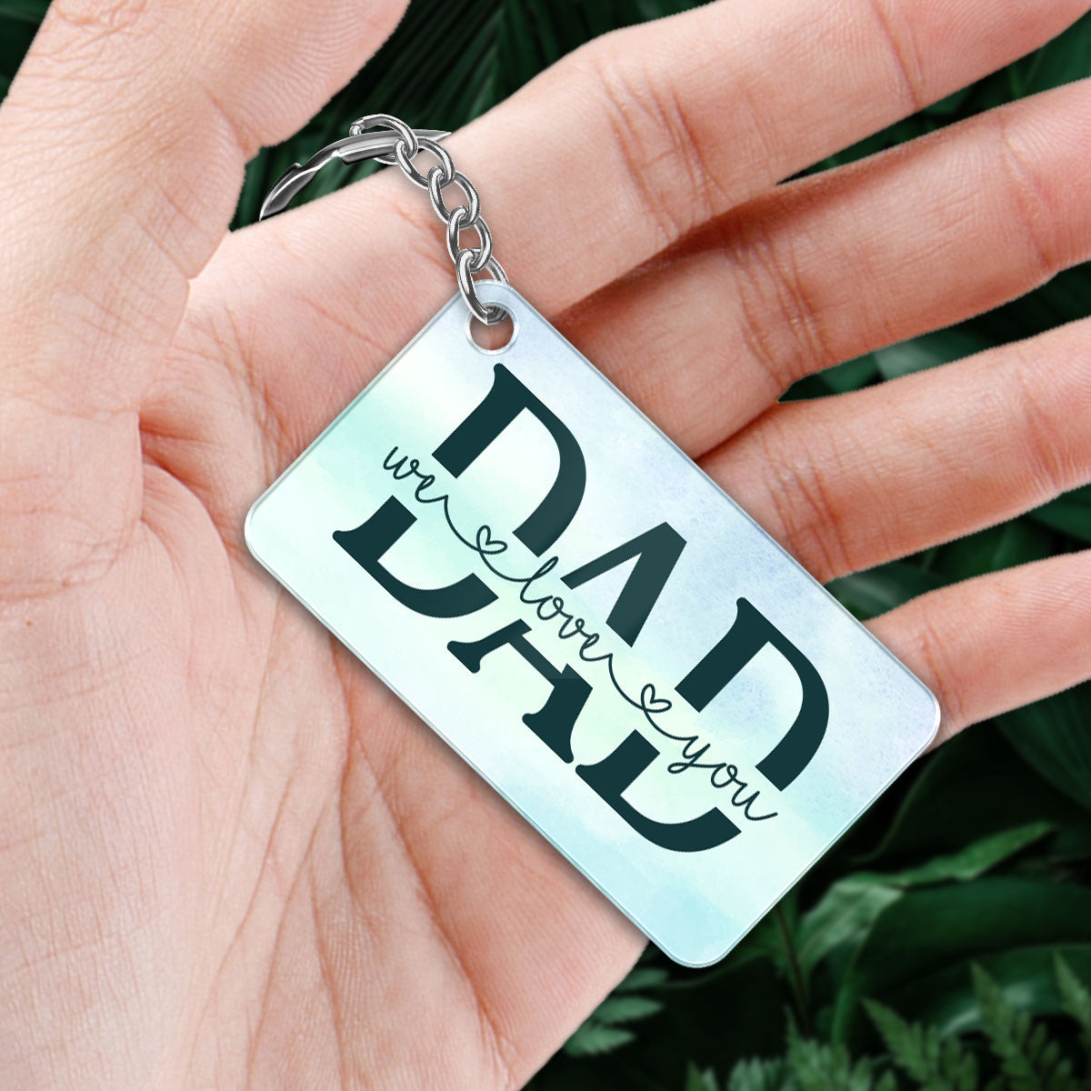 Best Dad Ever Back View Man & Kids Kid Dog Cat Sitting On Grass Personalized Acrylic Keychain