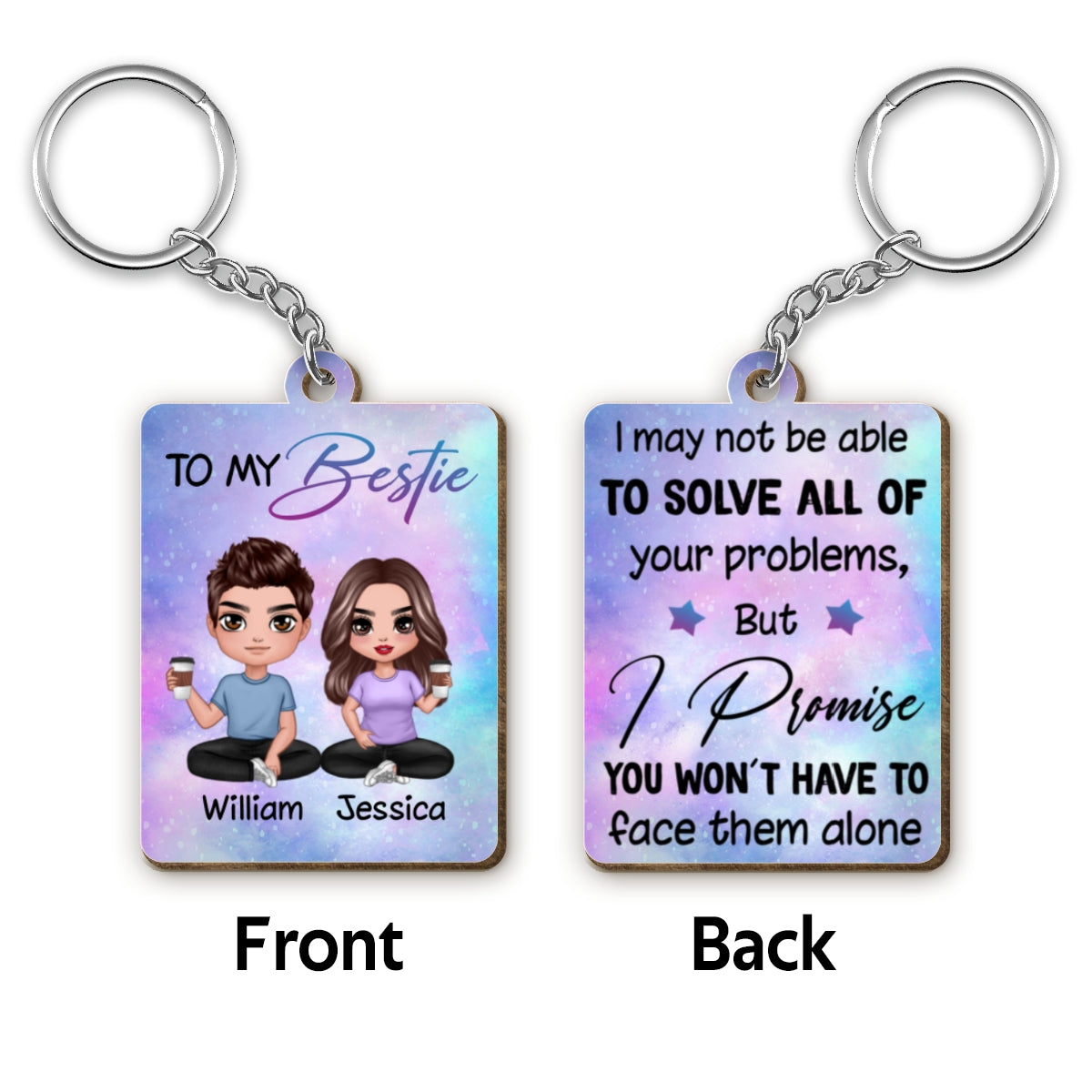 Doll Besties Man Woman Male Female To My Bestie Personalized Wooden Keychain