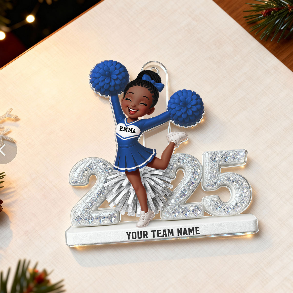 3D Shining Effect Christmas Cheerleader - Personalized Acrylic Ornament - Christmas Gift For Cheerleaders