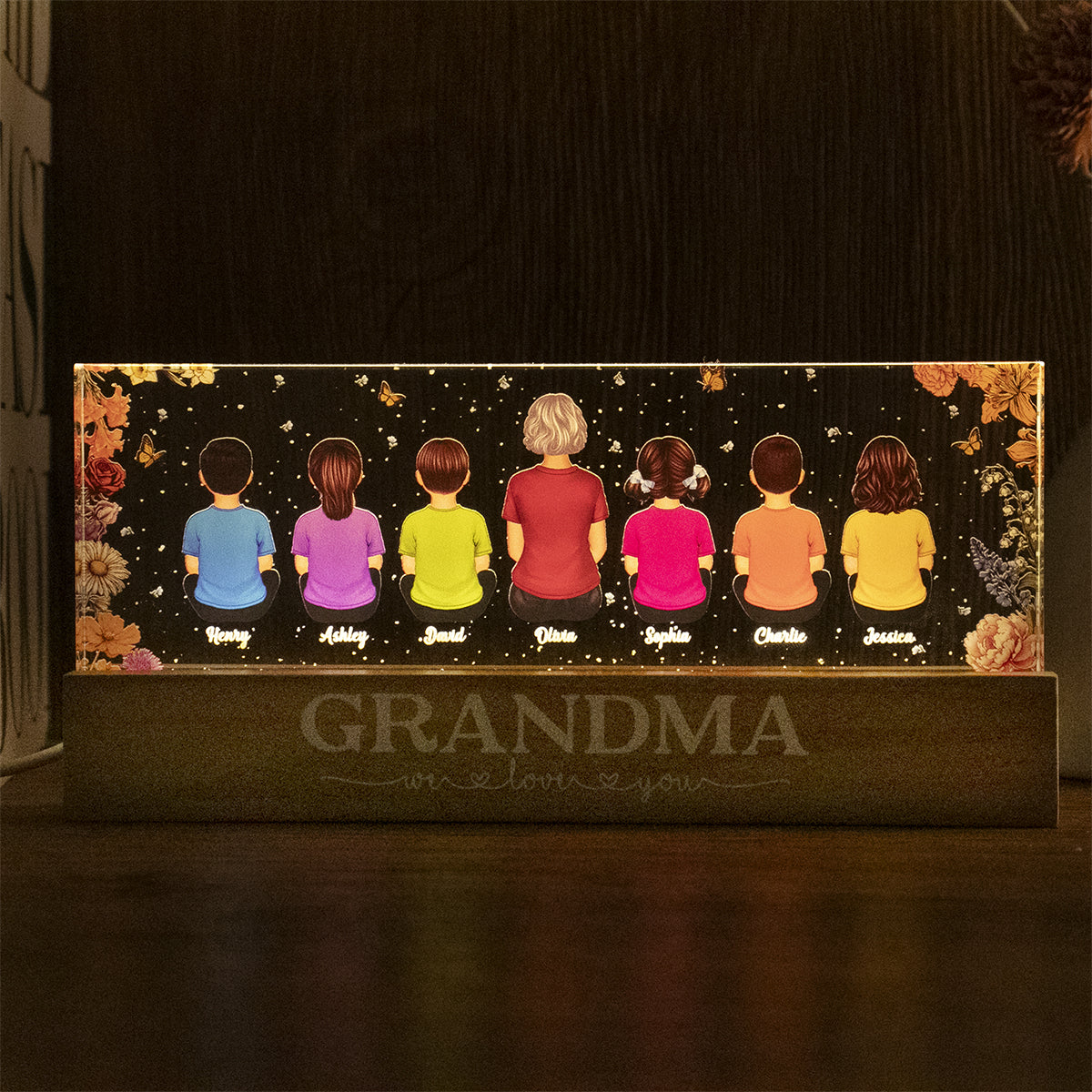 We Love You Personalized LED Night Light, Gift For Grandma Mom