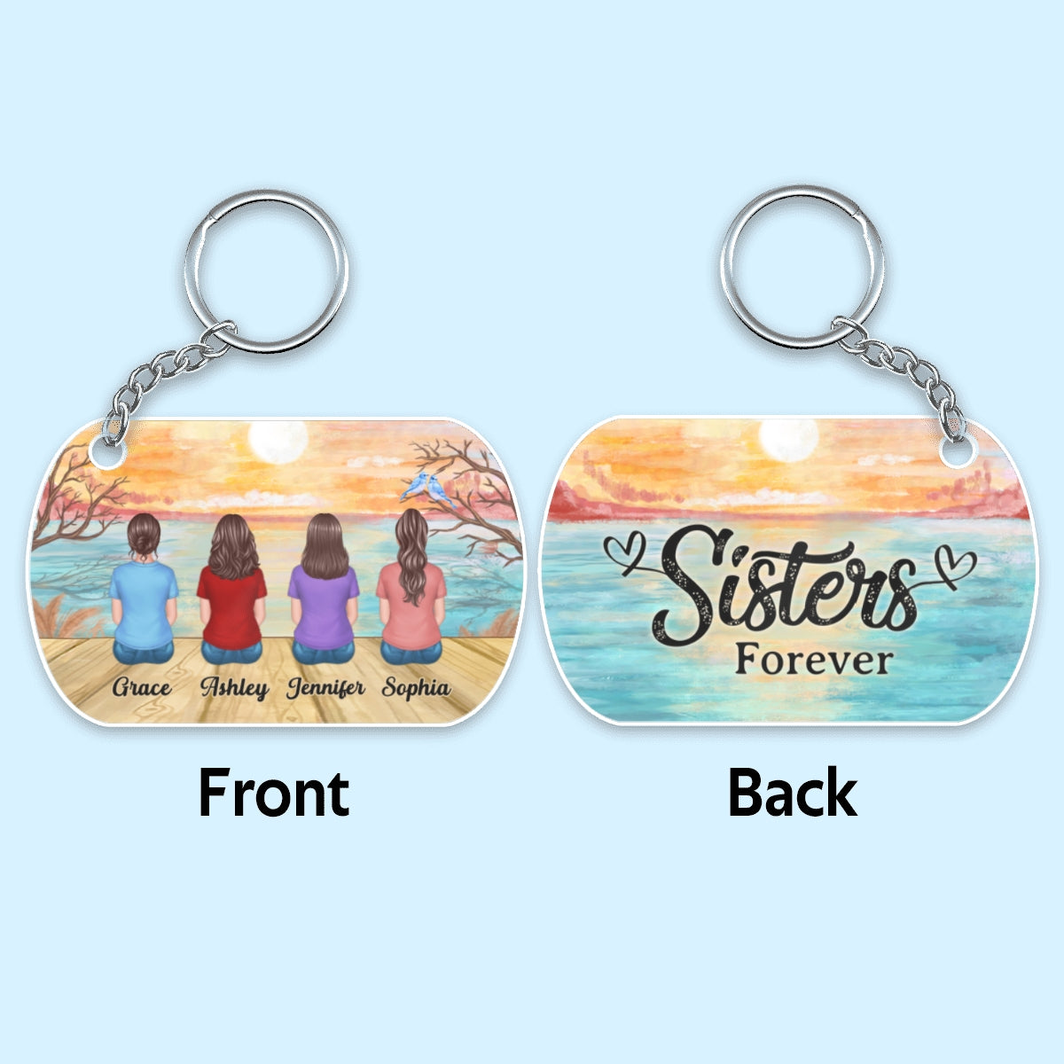 Life Is Better With Sisters Brothers Siblings Besties Personalized Acrylic Keychain
