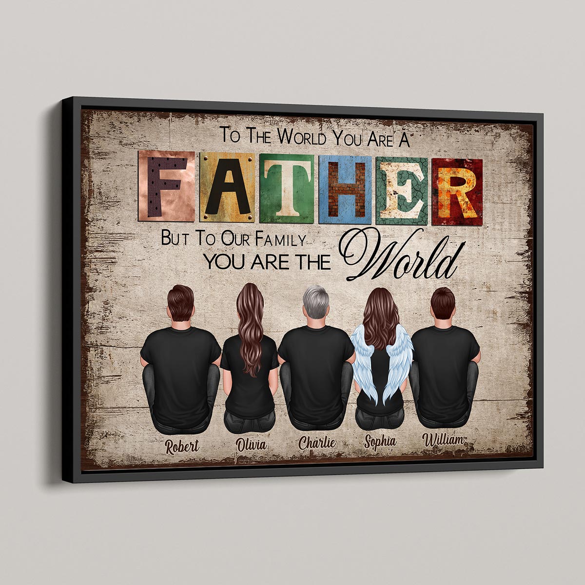 To The World You Are A Father Gift For Dad Personalized Horizontal Poster