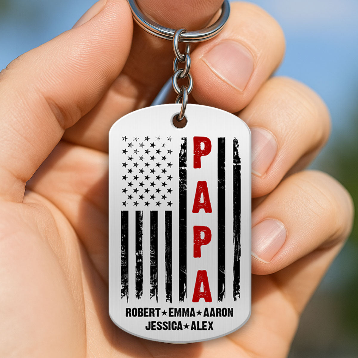 Nation Flag Dad Grandpa Personalized Metal Keychain