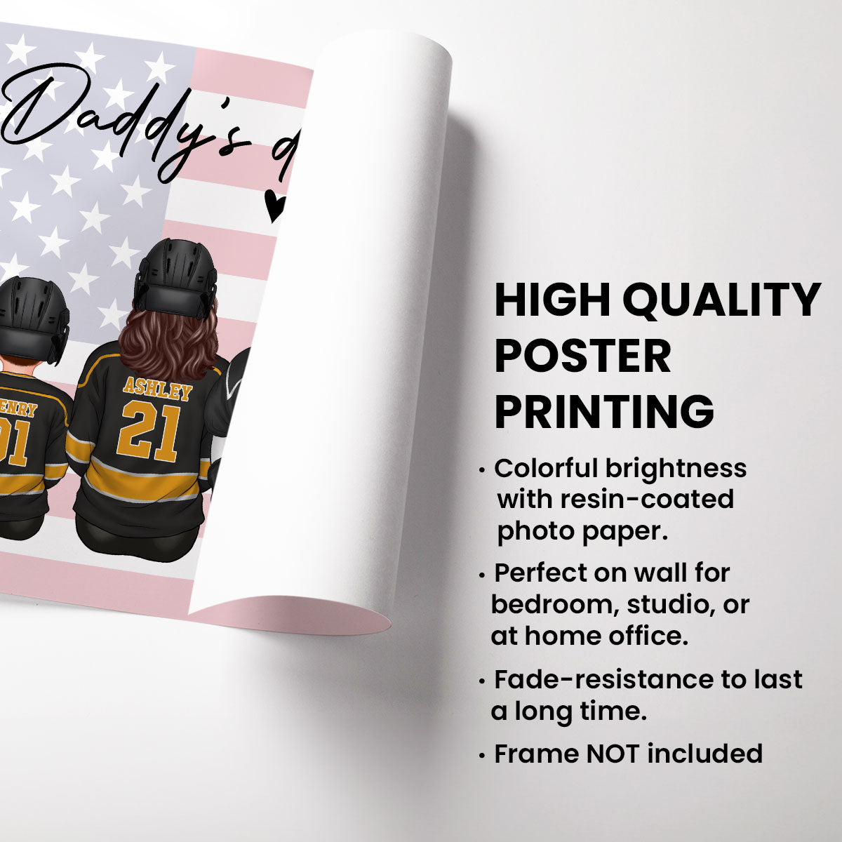 Hockey Team Personalized Poster Custom Gift for Dad Grandpa Husband and Family Home Decor