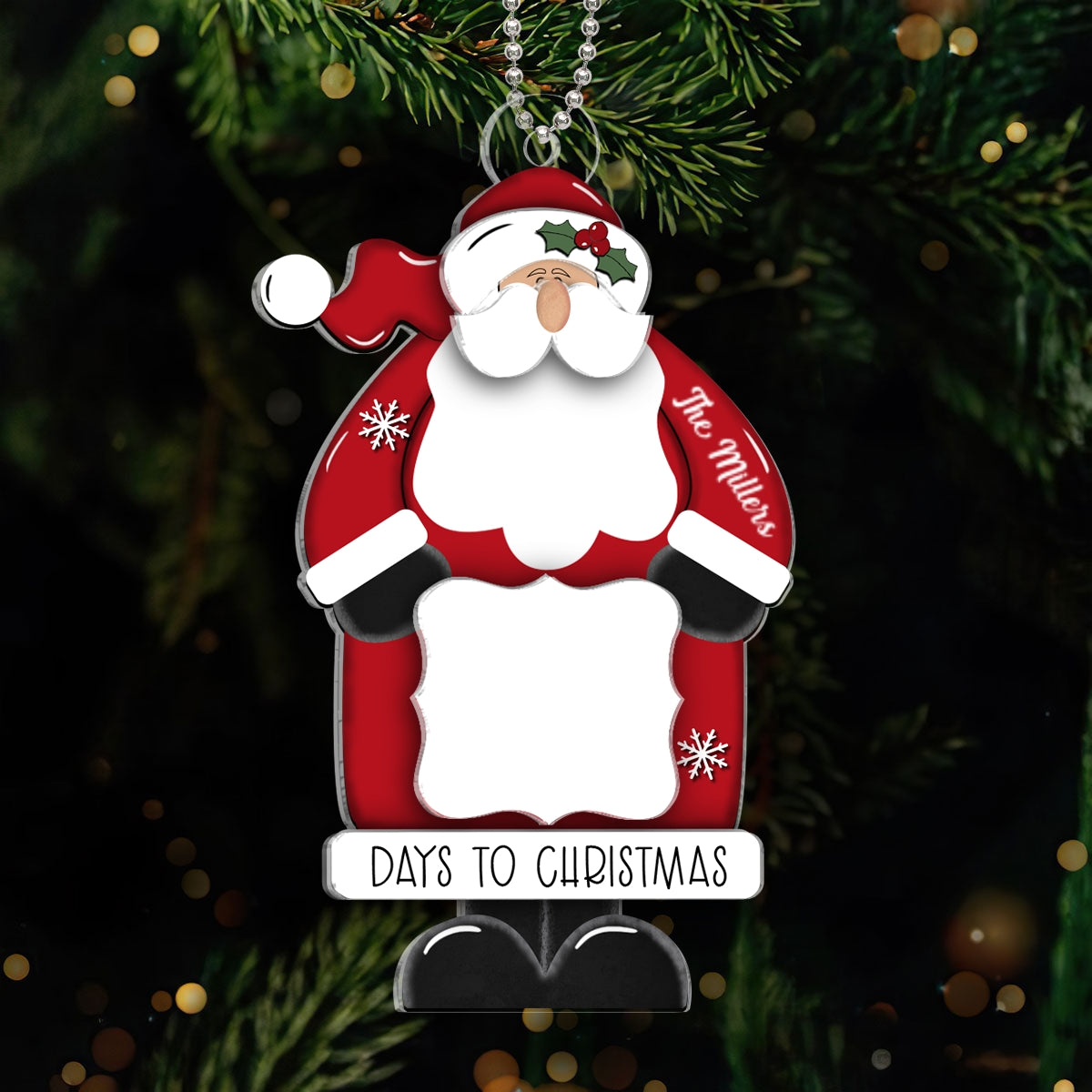 Santa Countdown Days To Christmas Personalized 2-Layer Acrylic Ornament