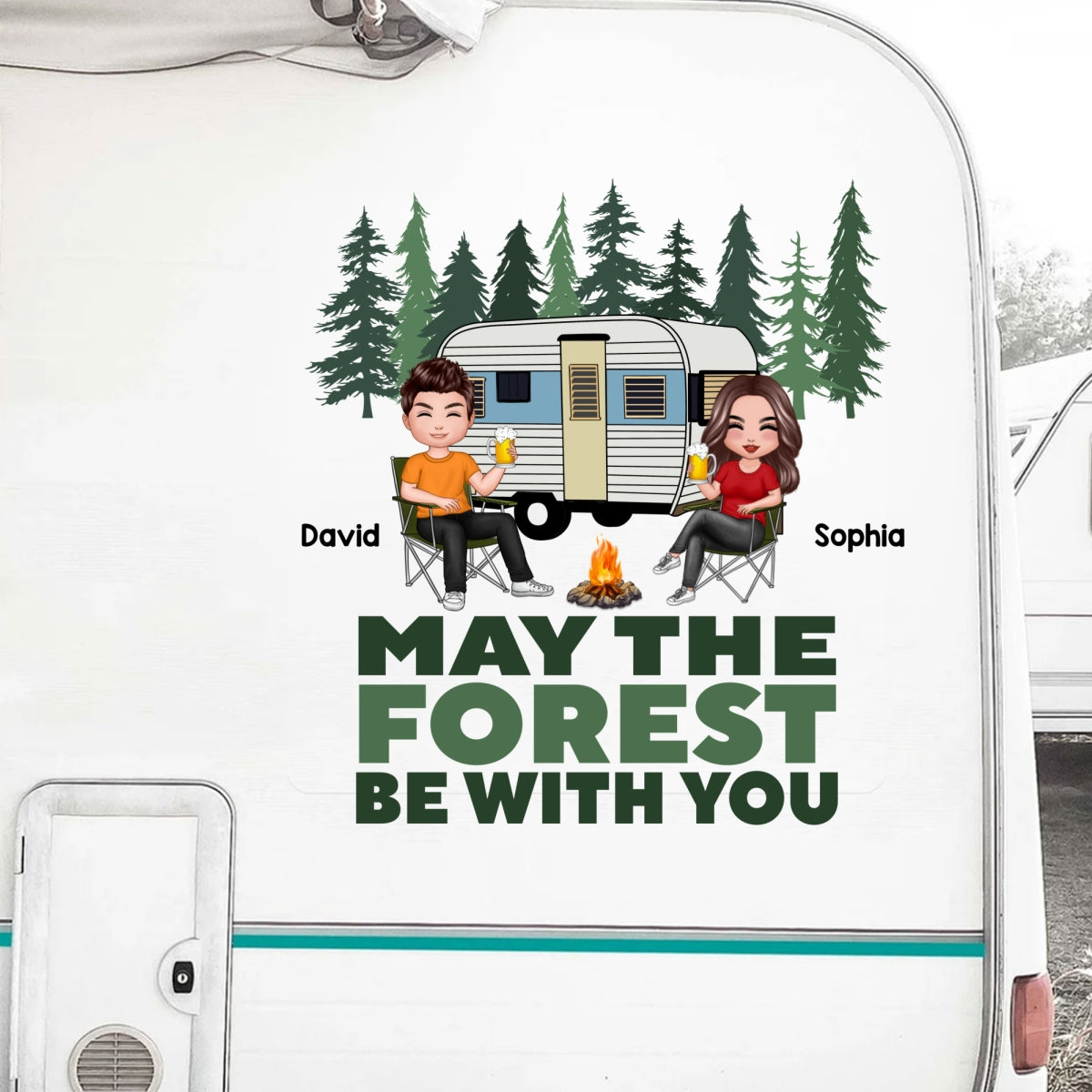 May The Forest Be With You Camping Couple Decor On Car Fridge Window Personalized Decal