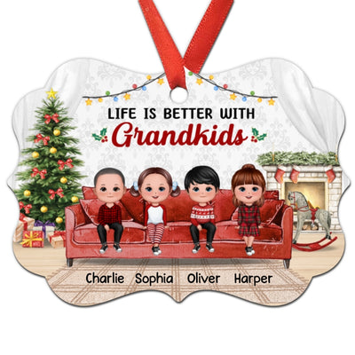 Better With Grandkids Sitting On Sofa Personalized Christmas Ornament