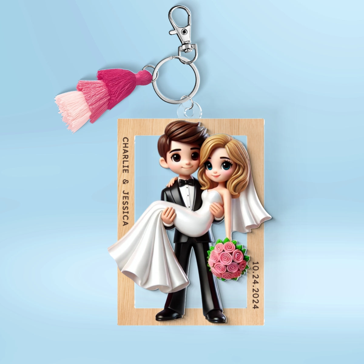 3D Effect Personalized Mr Mrs Married Couple Personalized 2-Layered Acrylic Keychain, Gift for him, Gift for her