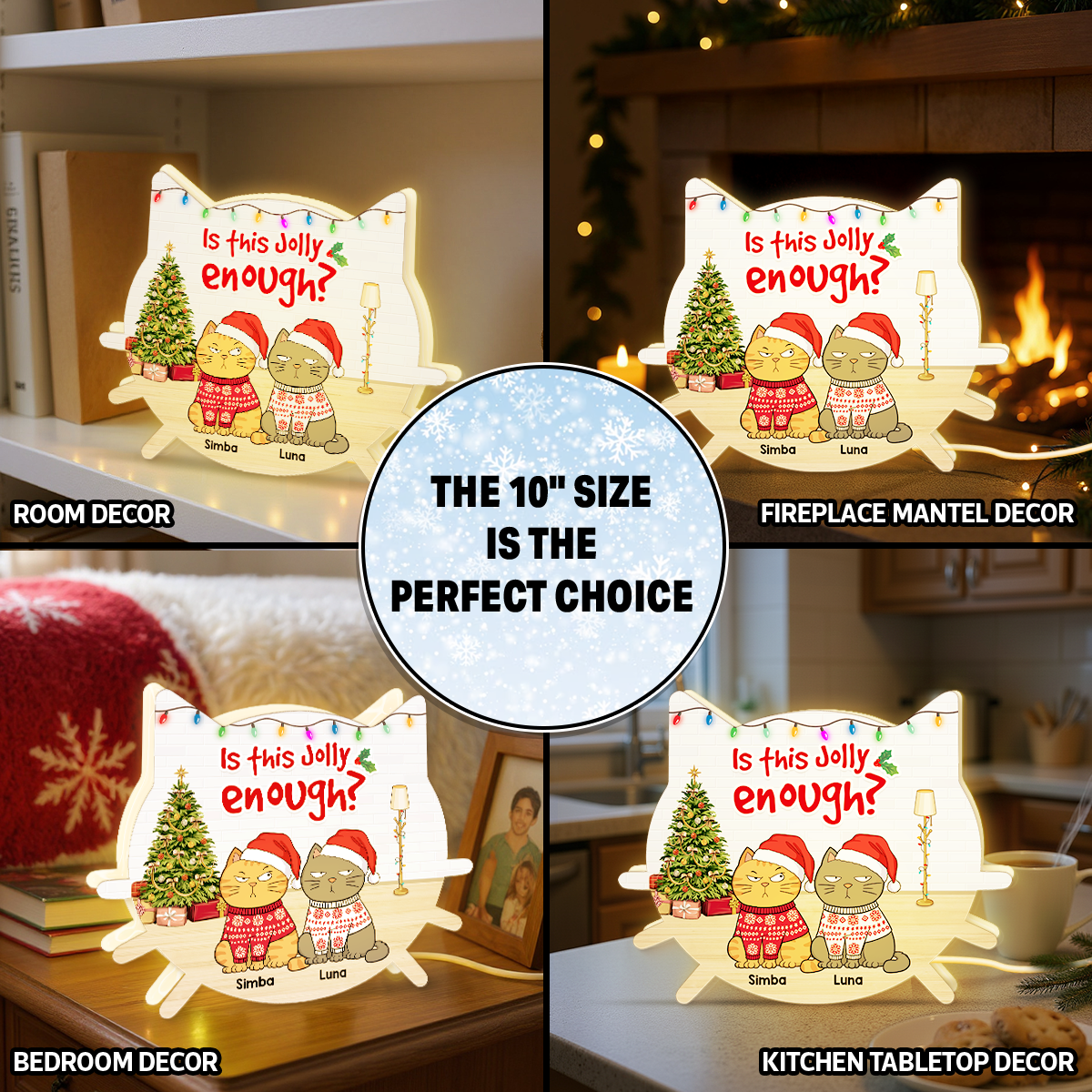 Christmas Funny Cats Meowy Christmas - Personalized Light Box - Gift For Cat Lovers
