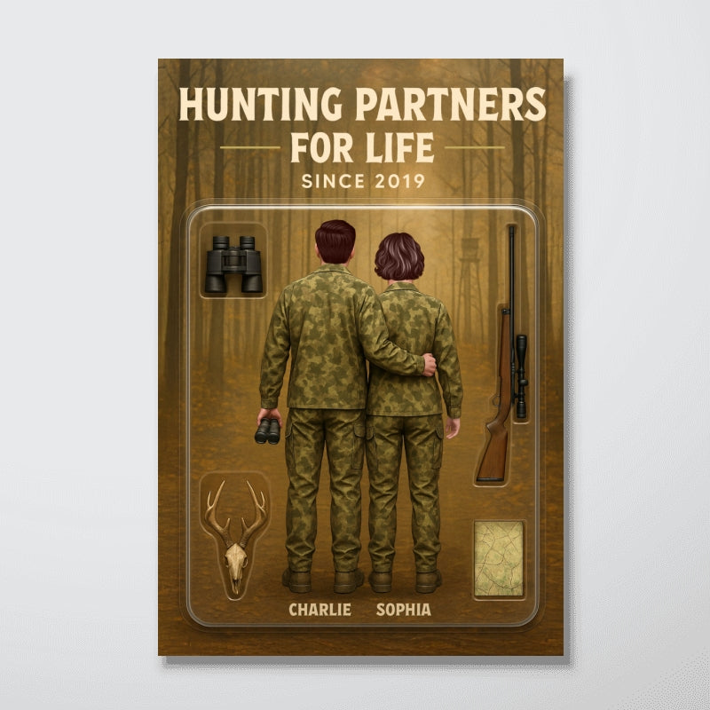 3D Effect Custom Figure Couple Hunting Partners For Life Personalized Poster