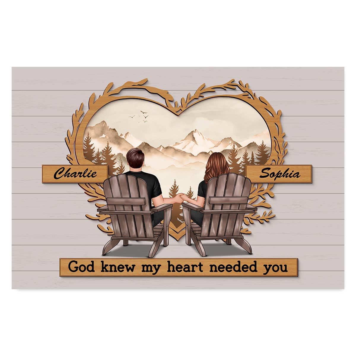 Vintage Style Couple Sitting Personalized Poster