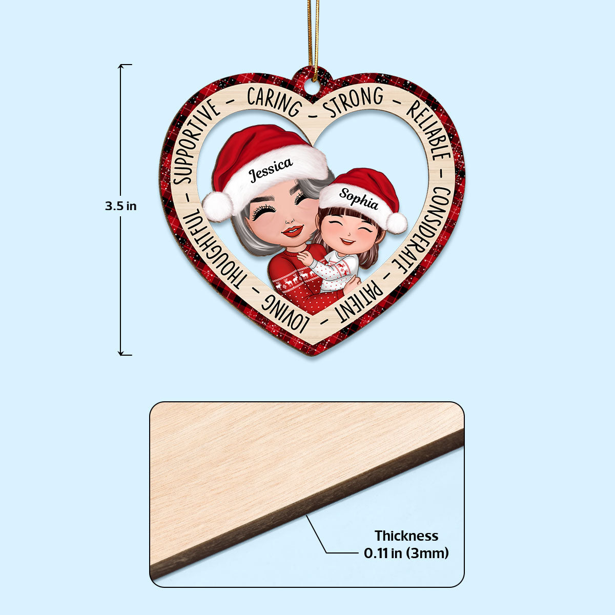 Grandma Holding Grandkid Personalized Wooden Ornament