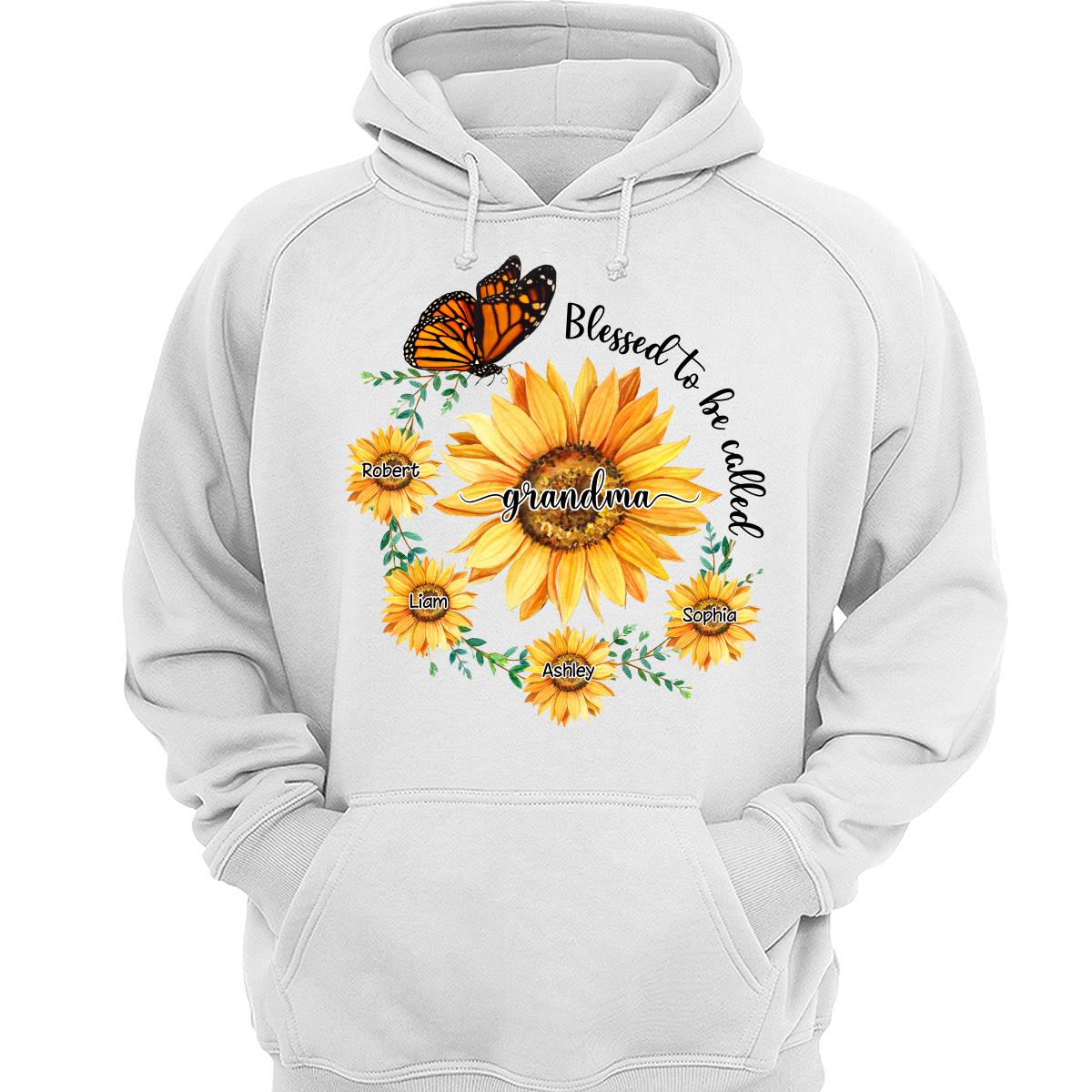 Blessed To Be Called Grandma Mom Circle Sunflowers Personalized Shirt