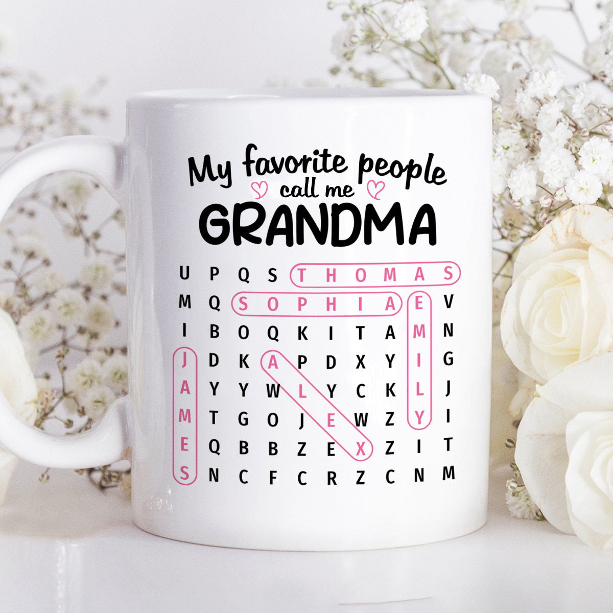 Favorite People Call Me Grandma Word Search Puzzle - Personalized Mug - Mother's Day Gift For Grandma