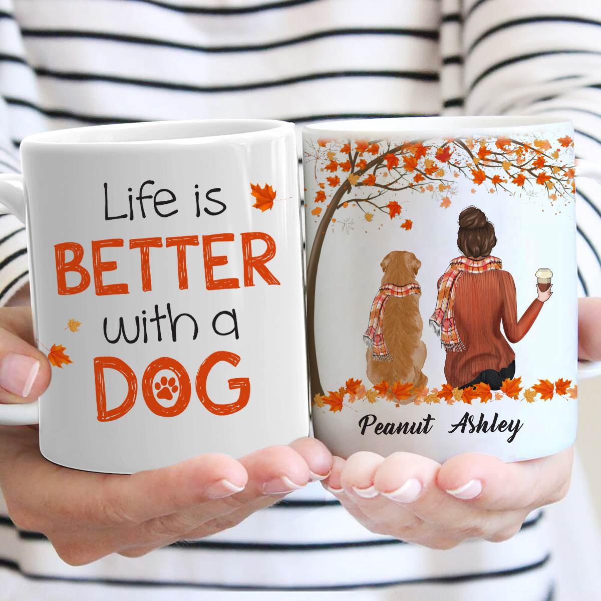 Fall Season Life Is Better With Dogs Personalized Dog Coffee Mug