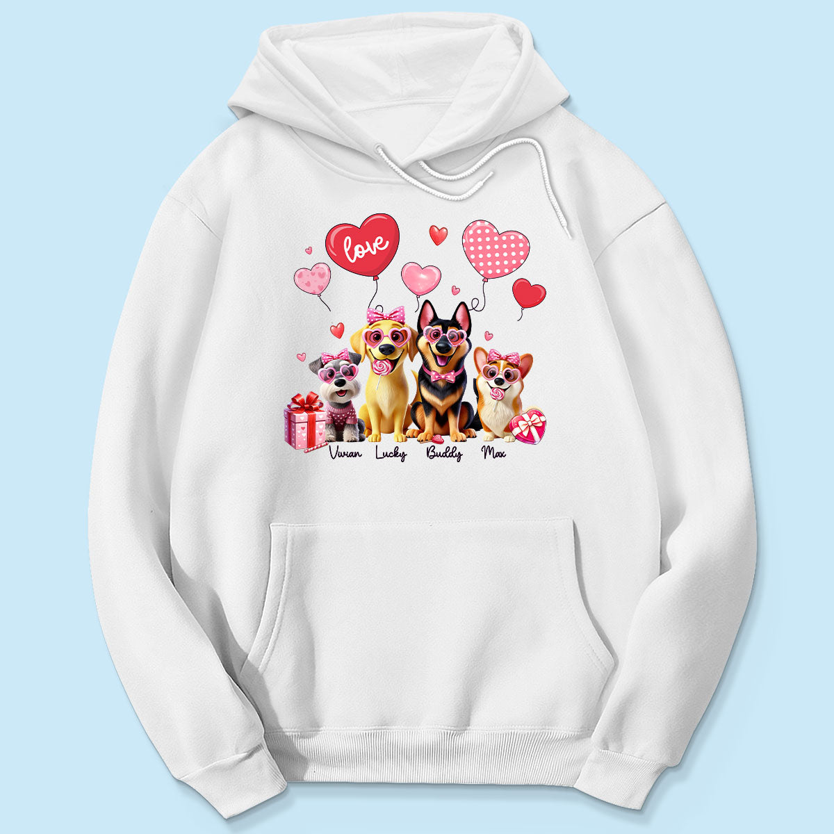 Personalized  Heart Balloon Shirt For Dog Mom, 3D Cute Dogs