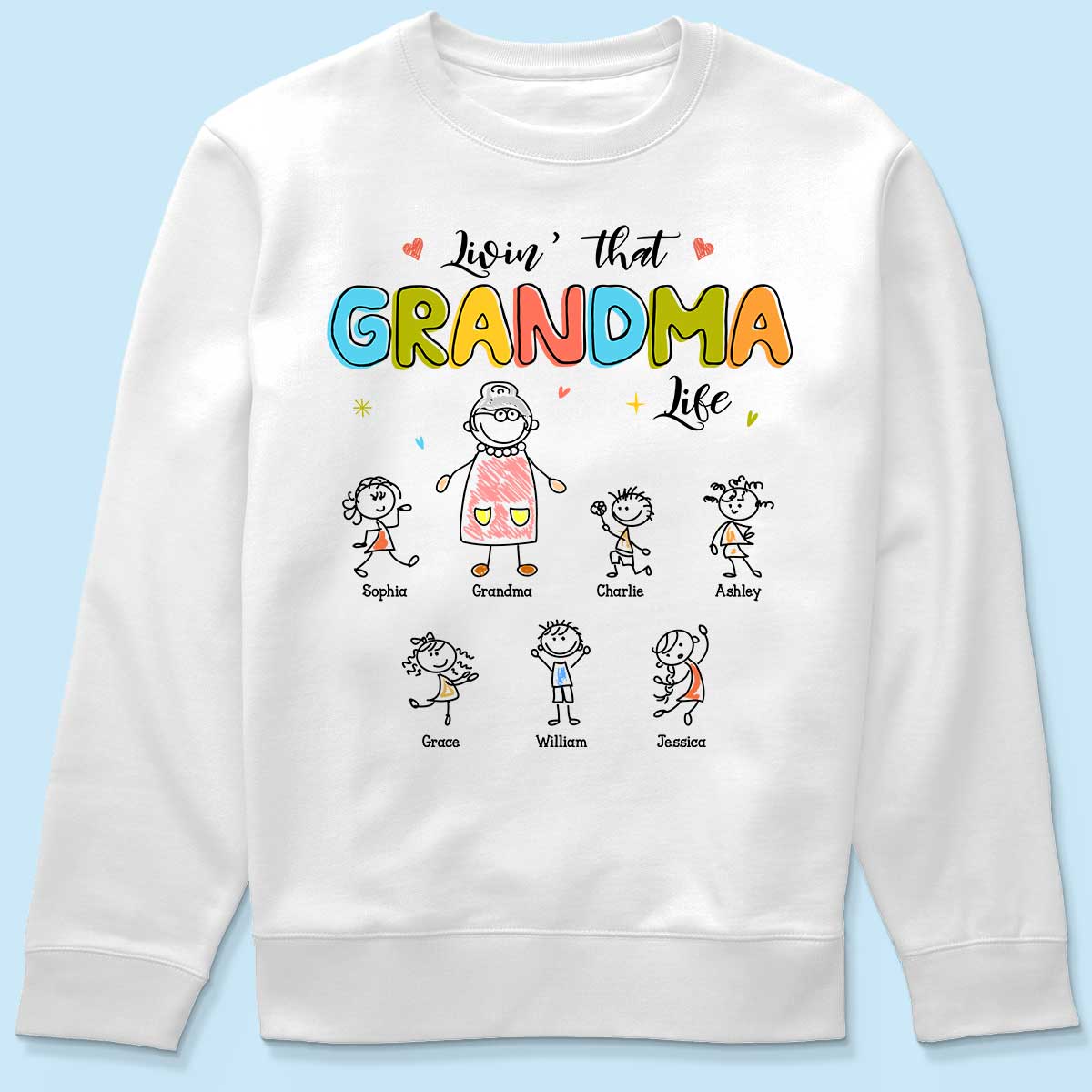 Livin' That Grandma Life Drawing Personalized Shirt