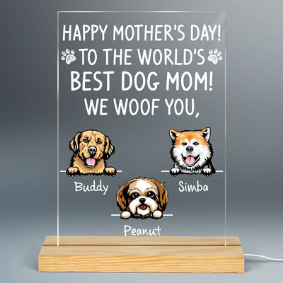 Happy Mother‘s Day Best Dog Mom Personalized Rectangle LED Night Light