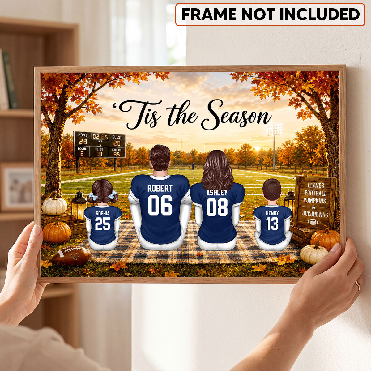 Trending Fall Season Football Family Sitting - Personalized Poster - Gift For Husband Dad Grandpa