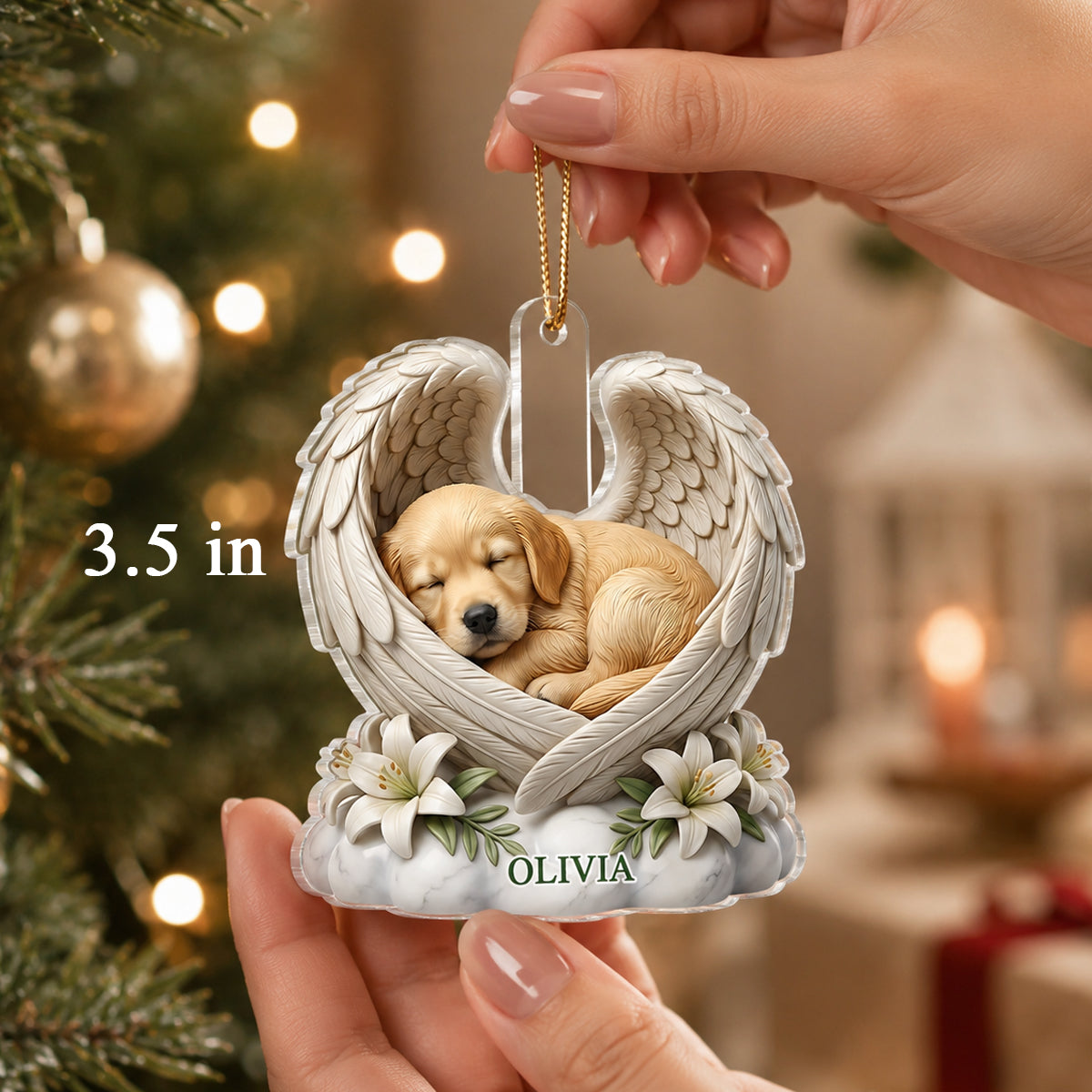 Custom Dog Cat Angel Wings Statue - Personalized Acrylic Ornament - Heartfelt Pet Memorial Gift
