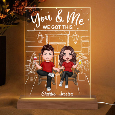 Couple Sitting Front Porch Personalized Plaque LED Night Light
