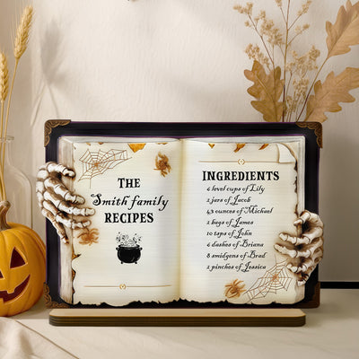 Family Spooktacular Spell Book Recipe Personalized 2-Layer Standing Wooden Plaque