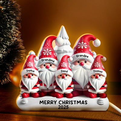 3D Effect Cute Gnomes - Personalized Light Box - Christmas Decor Gift For Grandparents, Family