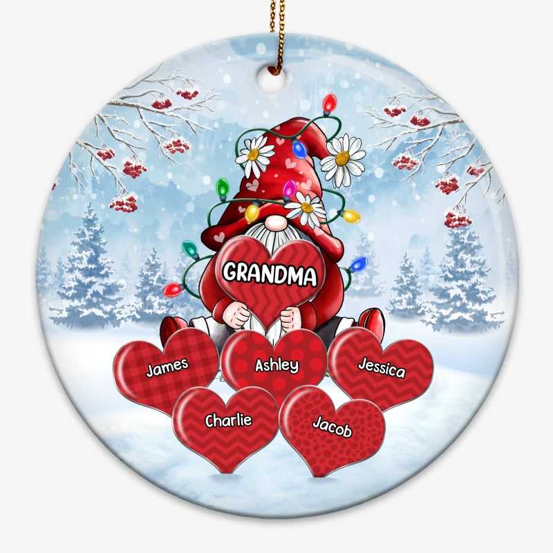 Grandma Gnome Christmas Light Personalized Christmas Circle Ornament