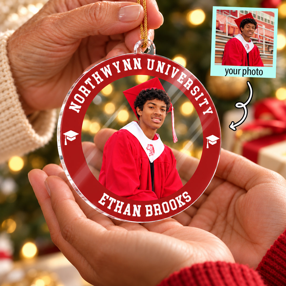 Custom Photo Senior Graduation - Personalized Acrylic Ornament - Senior Keepsake, Christmas Gift for Daughter, Son, Grandkids