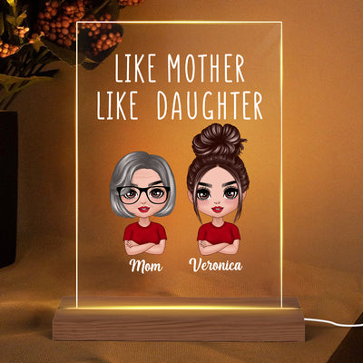 Like Mother Like Daughter Doll Women Personalized Rectangle Acrylic Plaque LED Lamp Night Light