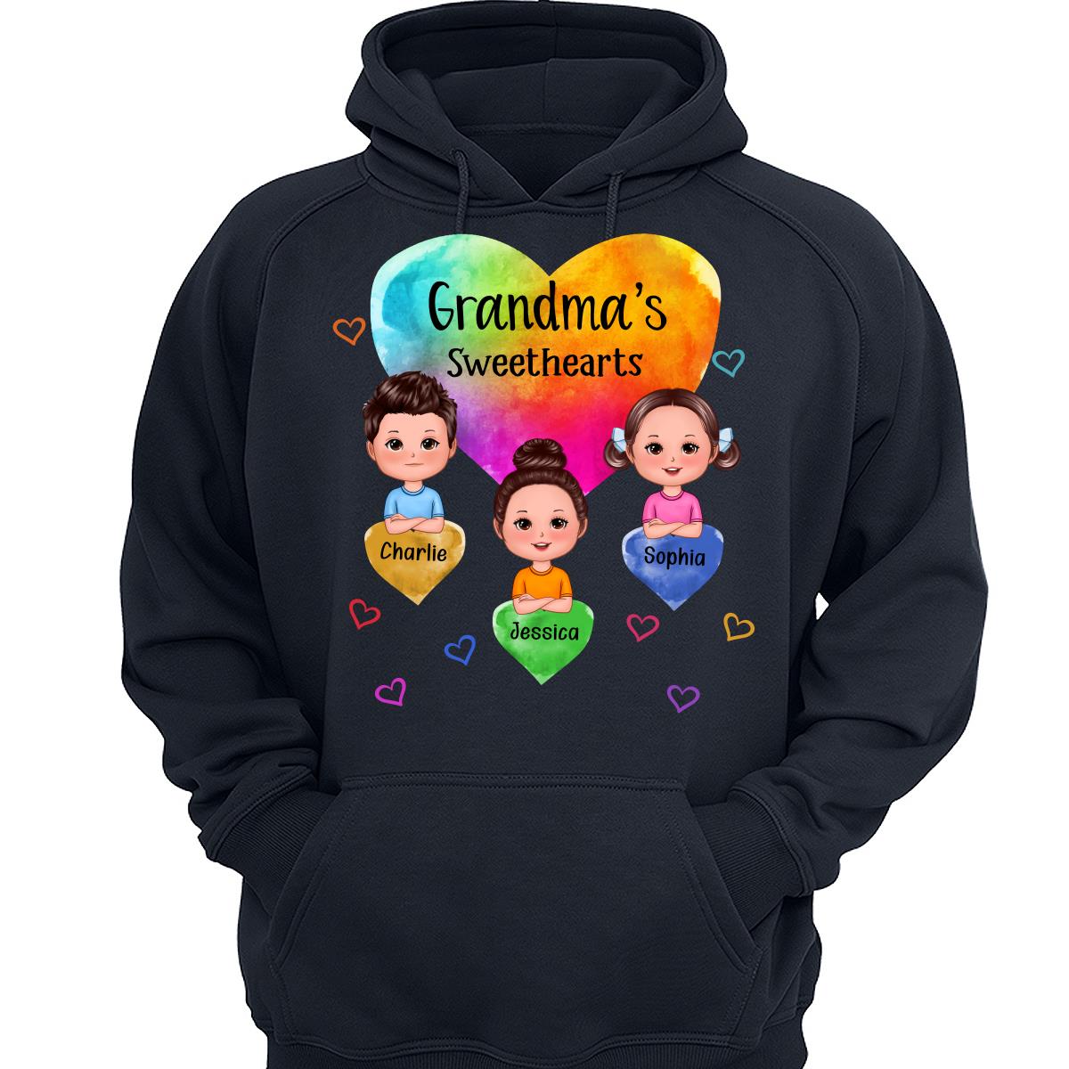 Grandma Sweethearts Doll Kids Watercolor Style Personalized Shirt
