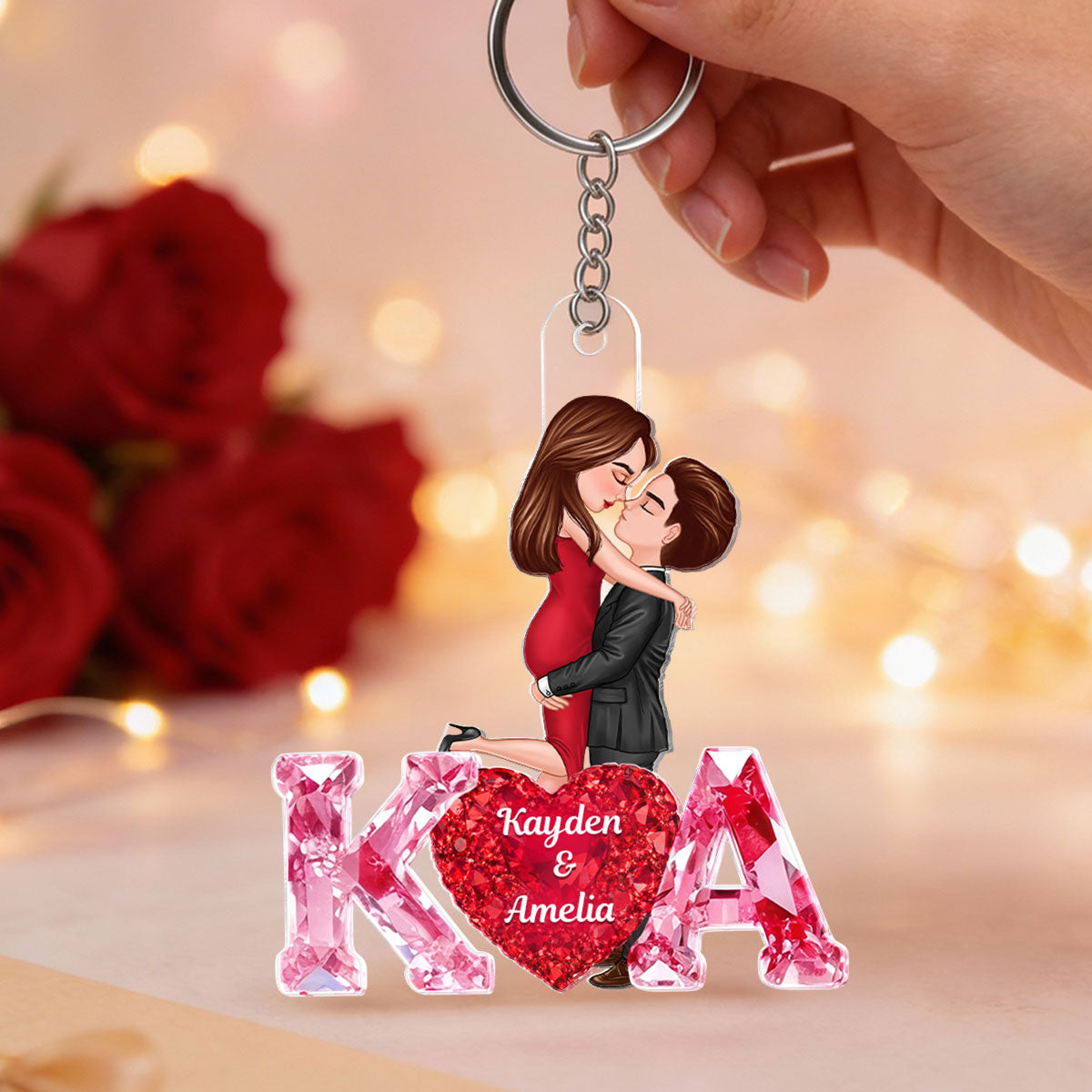 Loving Couple Initial - Personalized Acrylic Keychain - One of a Kind Gift for Her, Gift for Him
