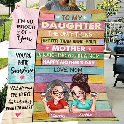 To My Daughter From Mom Happy Mother's Day Colorful Wood Pallets Texture Personalized Fleece Blanket
