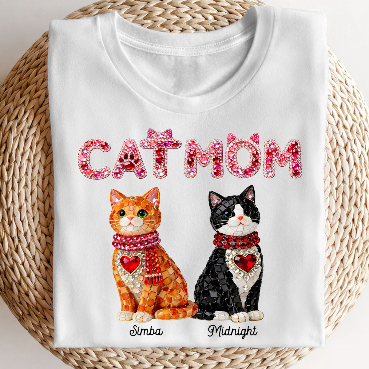 Cat Mom Shiny Pattern - Personalized Shirt - Unique Valentine's Day Gift for Cat Moms