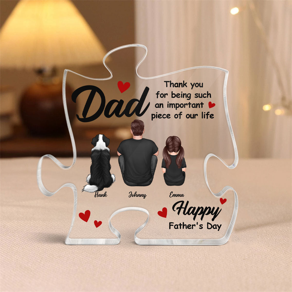 DAD Thank You For Being Important Piece Of Our Life Personalized Puzzle Acrylic Block Plaque| Heartfelt Father's Day Gift For Dad, Husband