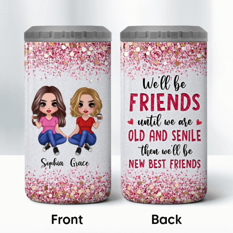 Sparkling Doll Besties Gift For Best Friends Personalized 4 In 1 Can Cooler