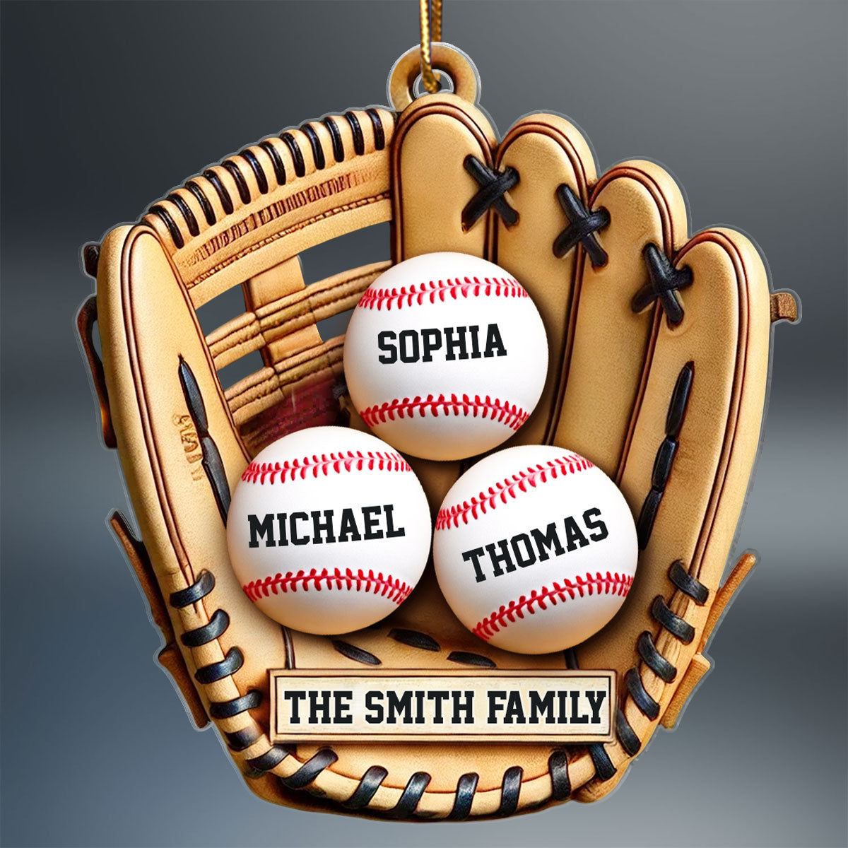 Baseball Family Glove 3D Effect Sport Lover Personalized Acrylic Ornament