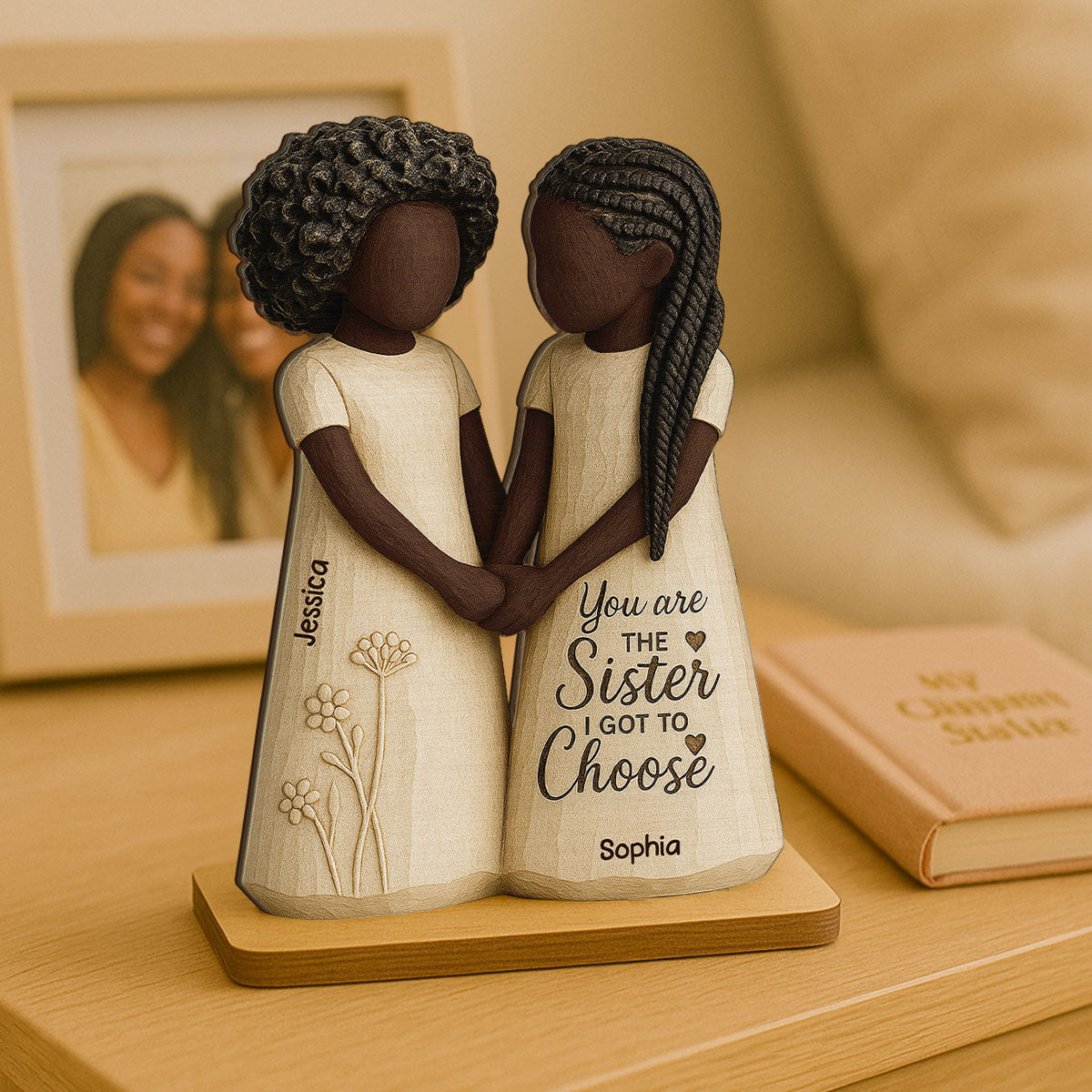 African American Besties You Are The Sister I Got To Choose - Personalized 2-Layered Wooden Plaque - Meaningful Gift For Best Friend