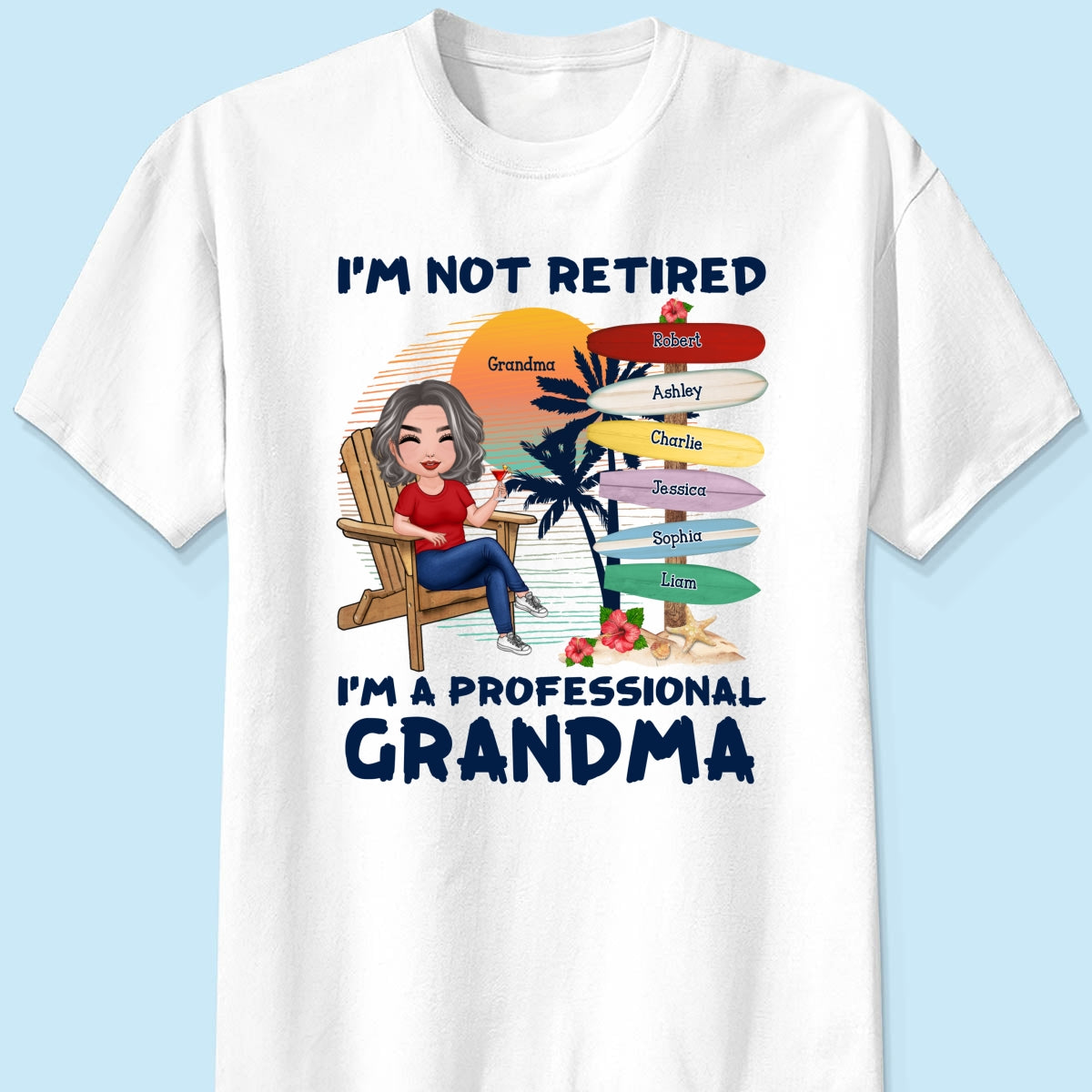 Retired Grandma Kids Names Sign Personalized Shirt