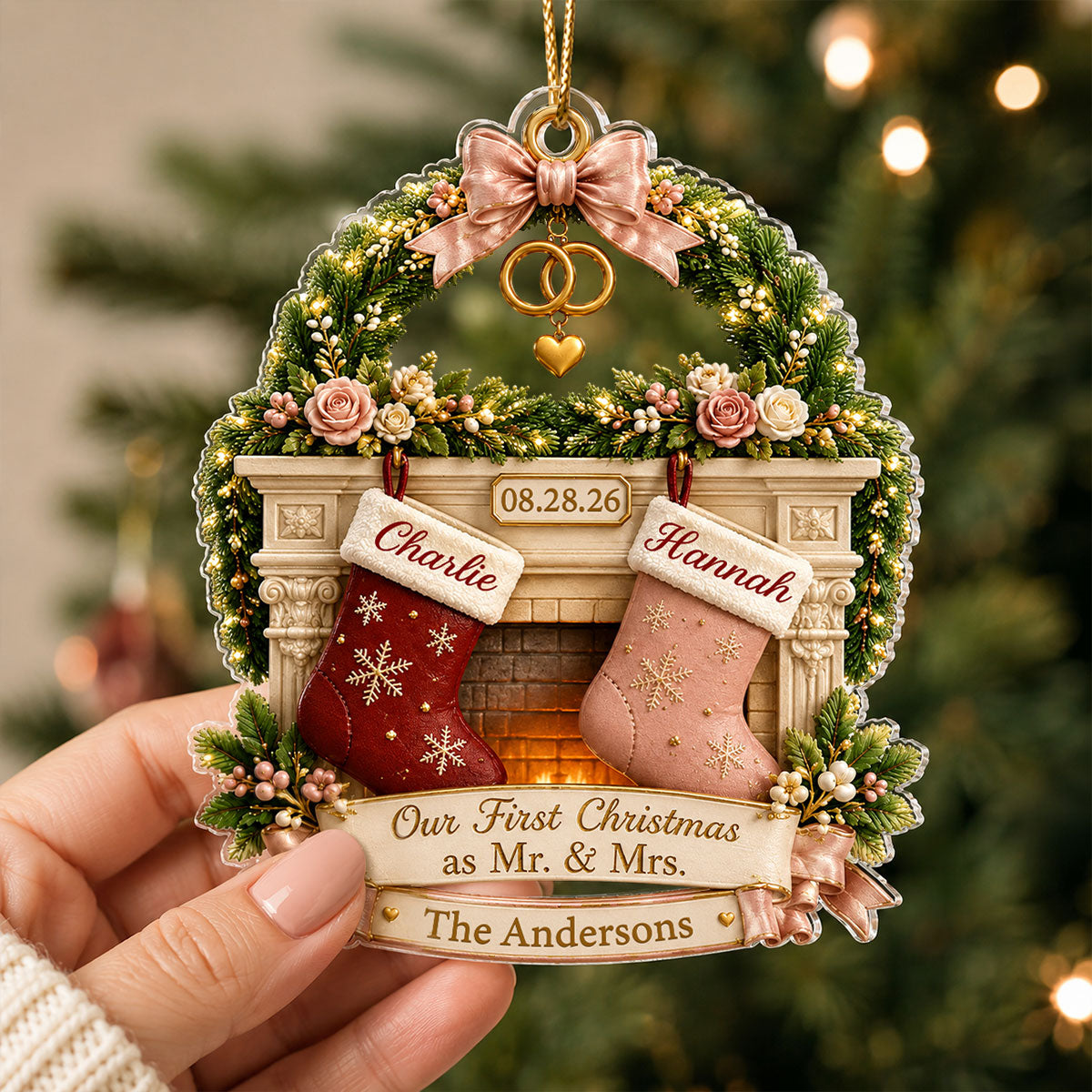 Our First Christmas As Mr And Mrs - Personalized Acrylic Ornament - Christmas Gift For Couple