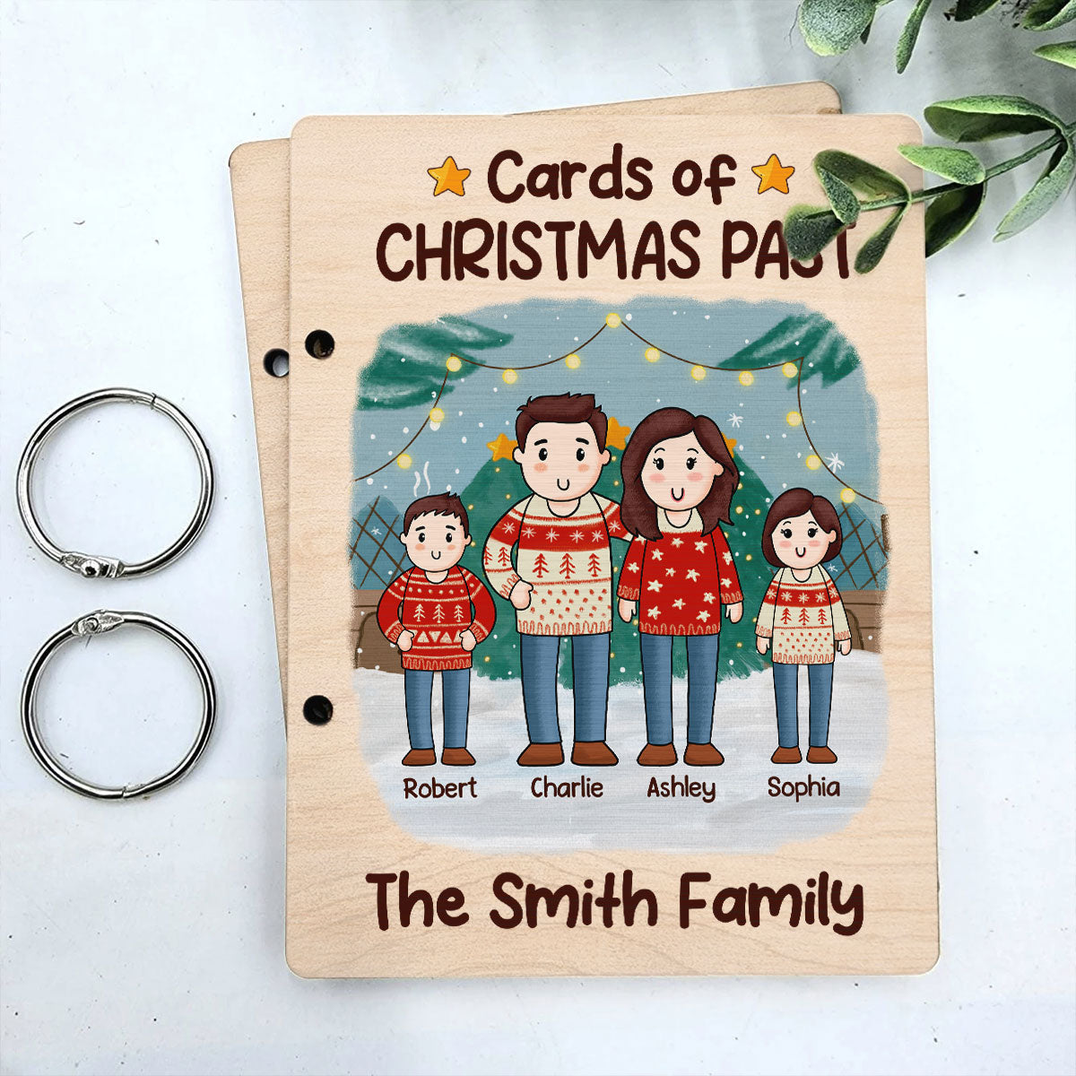 Comic Family Christmas Personalized Card Keeper, Card Holder, Card Book, Cards Keepsake
