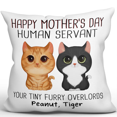 Watercolor Cute Cats Happy Mother‘s Day Cat Human Servant Personalized Pillow