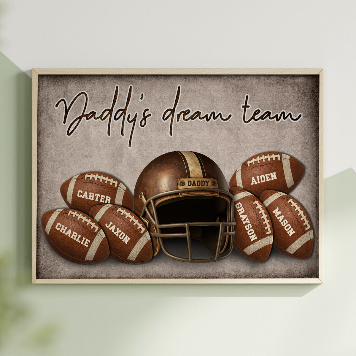 Football Dad Family Names Personalized Poster, Father's Day gift