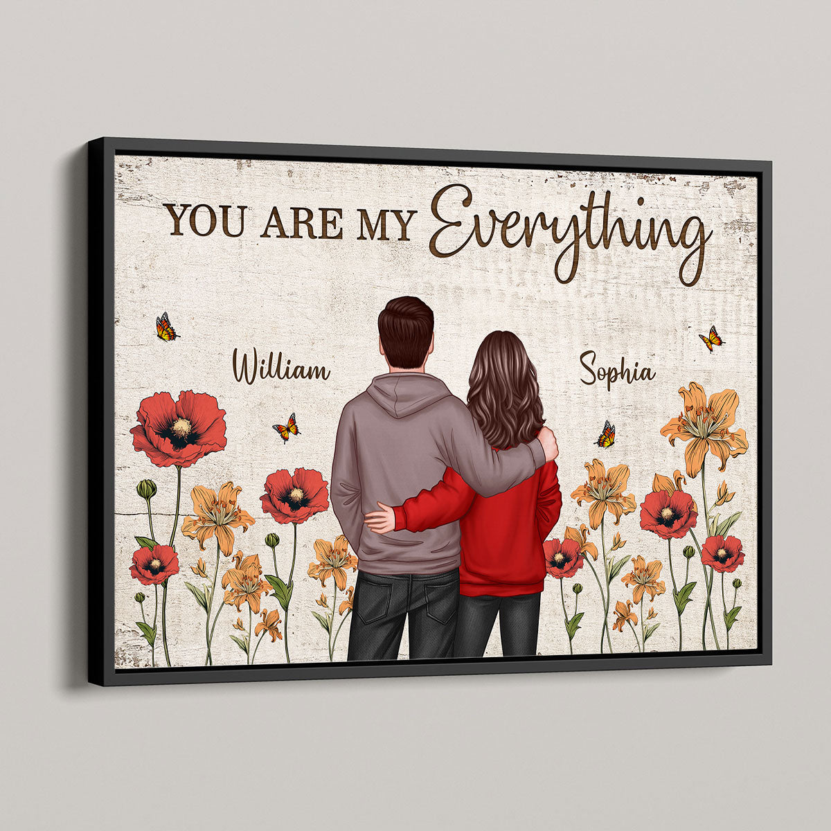 Couple Birth Month Flower Personalized Poster, Heartfelt Gift For Couple, For Him, For Her, Boyfriend, Girlfriend, Husband, Wife