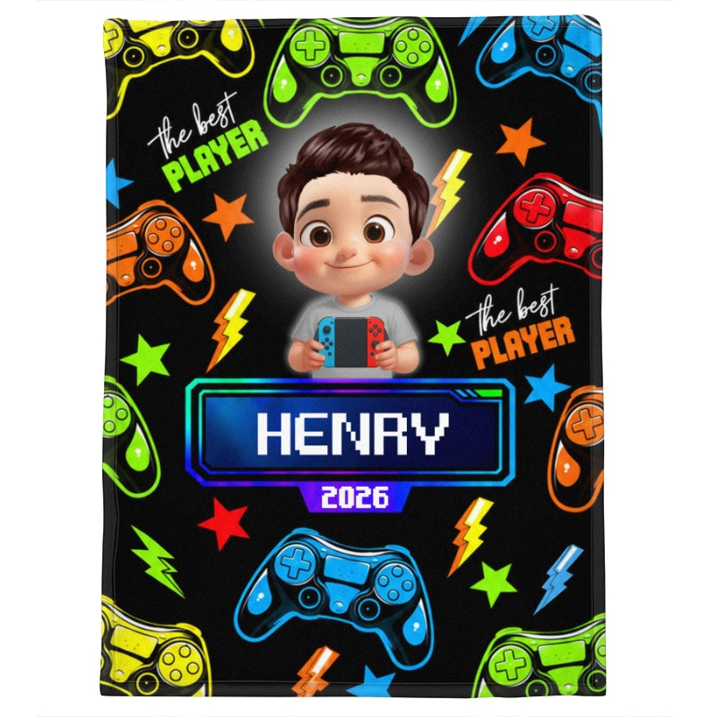 The Best Little Gamer Custom Name & Appearance - Personalized Fleece Blanket - Birthday Gift, Christmas Gift For Gamer Boys, Girls, Grandkids, Kids