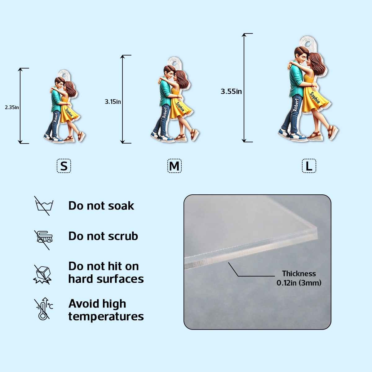 3D Effect Couple Hugging Personalized Acrylic Keychain, Heartfelt  Gift For Couple, For Him, For Her, Boyfriend, Girlfriend, Husband, Wife